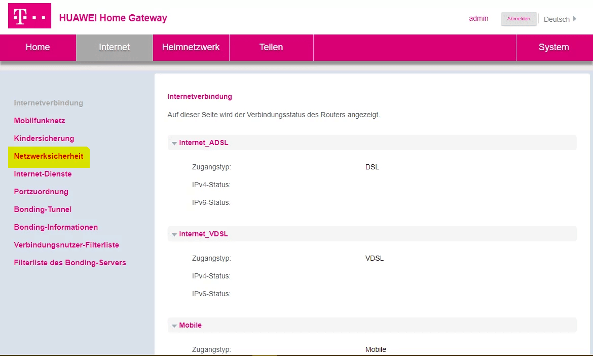 Lösung NAT Typ „strikt“ bei Hybrid Router / Magenta Port Forwarding